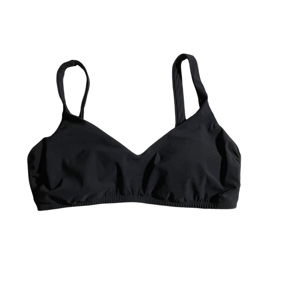 Skinny Dippers Good Vibes Black V-Neck Bikini Top 6529186 Womens Size L NWT